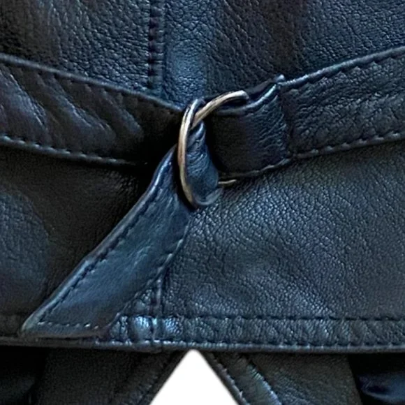 Vintage Wilsons Black All Leather 90s Y2K Moto Biker Rodeo Western Vest-XL - Picture 9 of 14